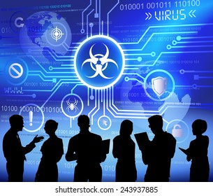 Vector of Business People Discussing Malware