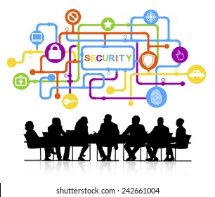 Vector of Business People Discussing Security