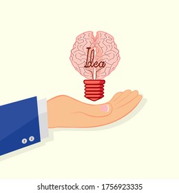 vector Business people hold light bulbs Business  concept design with brain
