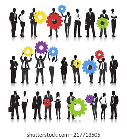 Vector of Business People Holding Gears 