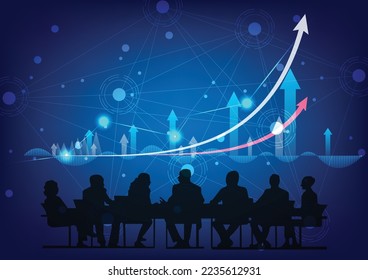 Vector of business people with infographic. hitech technology.