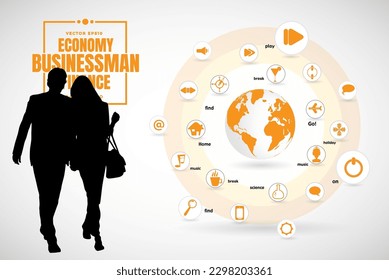 Vector of business people and infographic ready for use