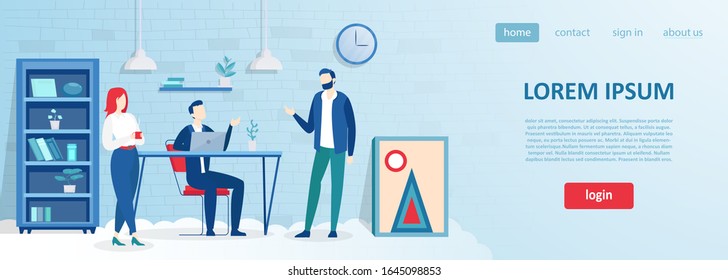 Vector of business people meeting in the modern office working together having a project discussion