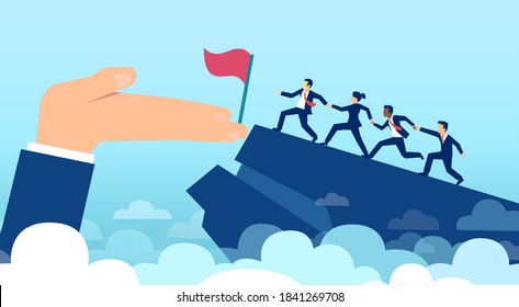 Vector of business people running up towards a success career goals 