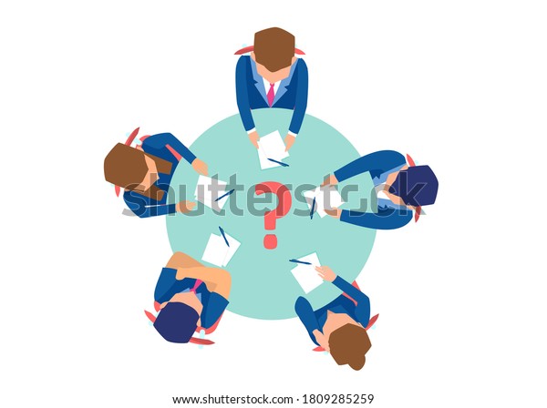 Vector Business People Sitting Round Table Stock Vector (Royalty Free ...