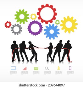 Vector Of Business People In Tug Of War