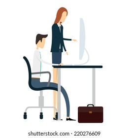	vector business people at work on desk