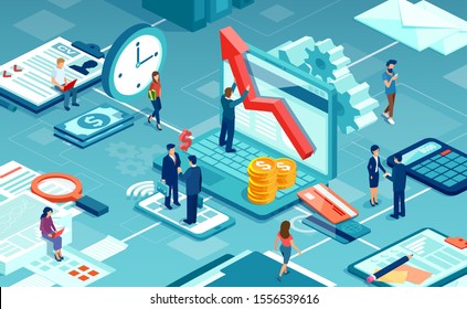 Vector Of Business People Working Together Offering Professional Financial Services To Clients