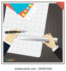 vector  business performance success graph chart on black background