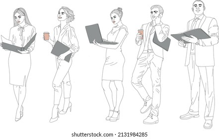Vector Business person art line illustration