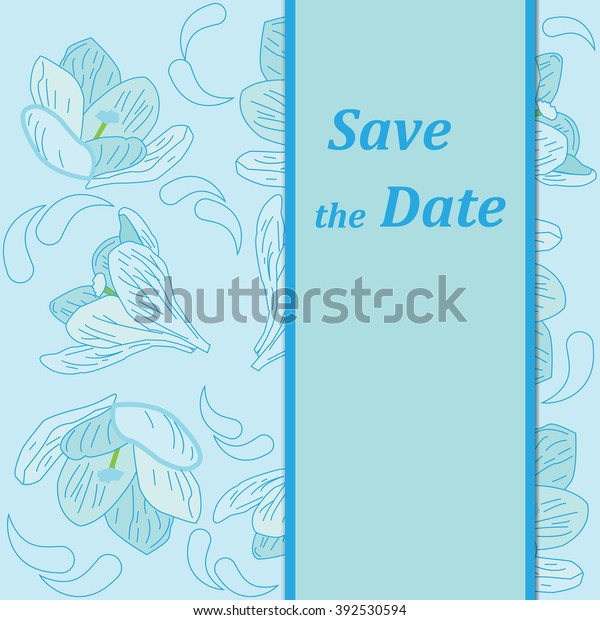 Vector business and personal cards with\
a spring theme, blue and white color,\
primroses