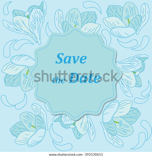 Vector business and personal cards with\
a spring theme, blue and white color,\
primroses