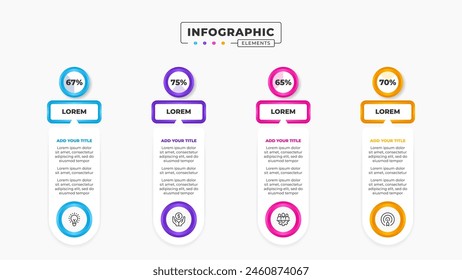 Vector business point list infographic design template with 4 steps 