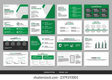 Vector  business powerpoint presentation slides template green color design minimalist business layout template design