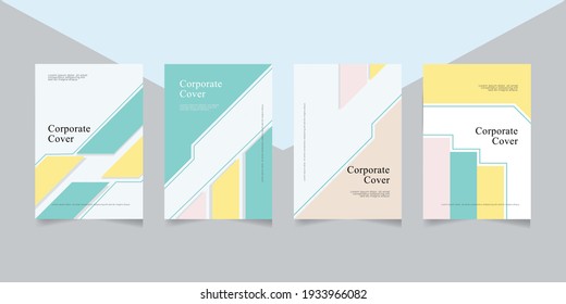 Vector business presentation set vertical front page. The company report includes a bundle of a geometric, abstract layout. A collection of templates for company, business, layer, cover, background 
