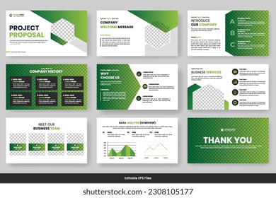 Vector  business  presentation slides template green color design minimalist business layout template design