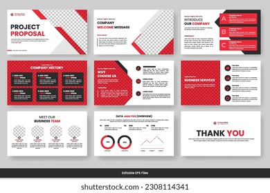 Vector  business presentation slides template red color design minimalist business layout template design