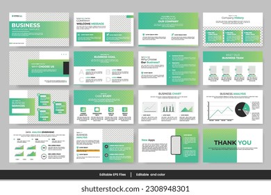 Diseño de plantillas de diseño de negocio minimalista de diseño de color verde para presentaciones de negocios de vectores