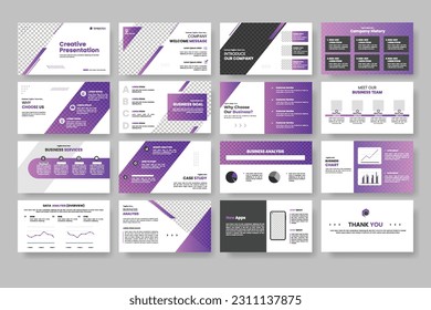 Diseño minimalista de plantillas de diseño de diseño de negocio minimalista de diapositivas de presentación de negocios de vectores plantilla de diseño de color púrpura