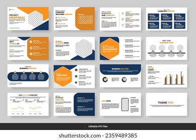 Vector  business presentation slides template yellow color design minimalist business layout template design