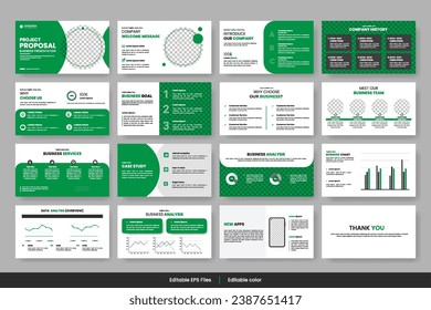 Vector  business presentation slides template green color design minimalist business layout template design