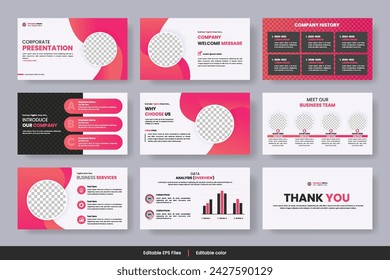 Vector  business  presentation slides template green color design minimalist business layout template design