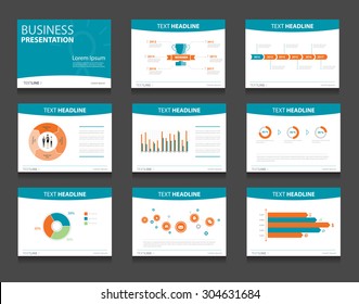 Vector business presentation slides Template . graphs and charts  presentation . background slides design.flat style.blue