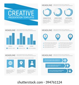 Vector business presentation template set. Graph and chart elements  design 