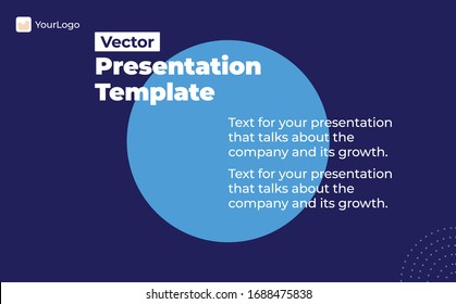 Vector and Business Presentation Template. Text for your presentation that talks about the company and it`s growth. Awesome and Vector. Multicolored and abstract elements.