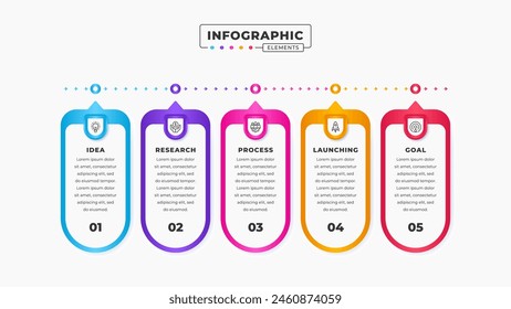 Vector business process infographic design template with 5 steps or options