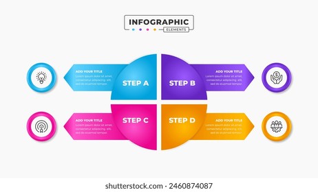 Vector business process infographic design template with 4 steps or options