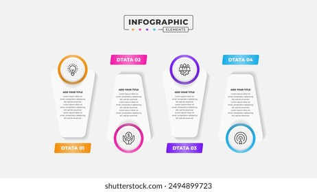 Vector business process infographic design template with 4 steps or options