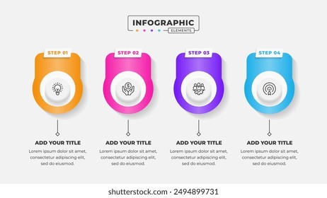 Vector business process infographic design template with 4 steps or options