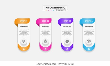 Vector business process infographic design template with 4 steps or options