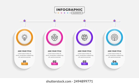 Vector business process infographic design template with 4 steps or options