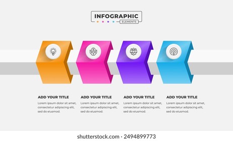 Vector business process infographic design template with 4 steps or options