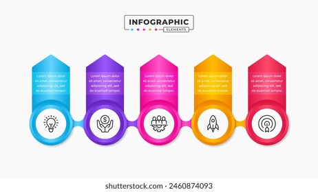 Vector business process label infographic design template with 5 steps