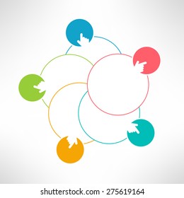 Vector business process steps infographic elements. Tutorial, instruction or presentation banners with pointing fingers