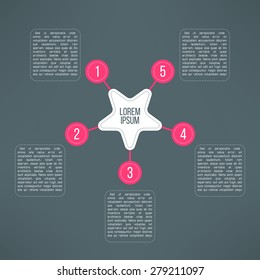 Vector business process steps infographic elements. Options choice, instruction or presentation template with a star.