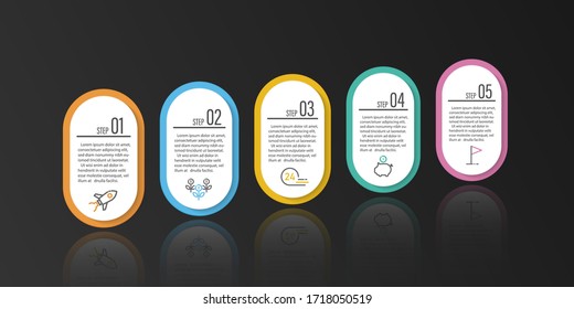 Plantilla de infografía de la línea de tiempo del proceso empresarial de vectores con 5 pasos.