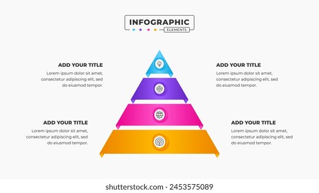 Vector business pyramid infographic presentation design template with 4 steps or options