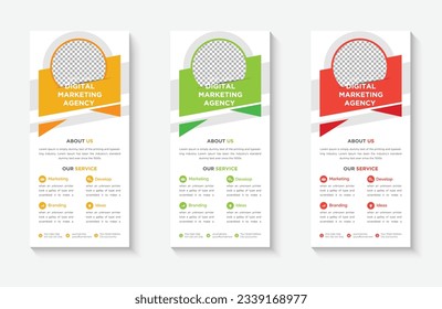 Vector business rack card template, corporate dl flyer template design