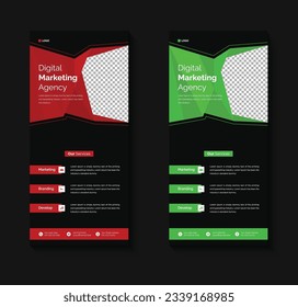 Vector business rack card template, corporate dl flyer template design