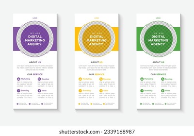 Vector business rack card template, corporate dl flyer template design