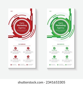 Vector business rack card template, corporate dl flyer template design