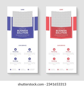 Vector business rack card template, corporate dl flyer template design