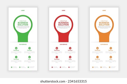 Vector business rack card template, corporate dl flyer template design