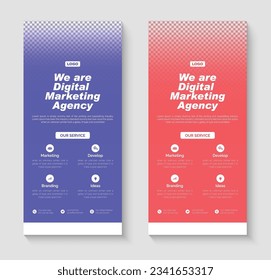 Vector business rack card template, corporate dl flyer template design