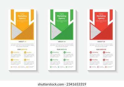 Plantilla de tarjeta de rack empresarial para vectores, diseño de plantilla de volante de dl corporativo