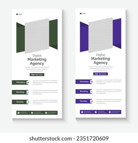  Vector business rack card template, corporate dl flyer template design
